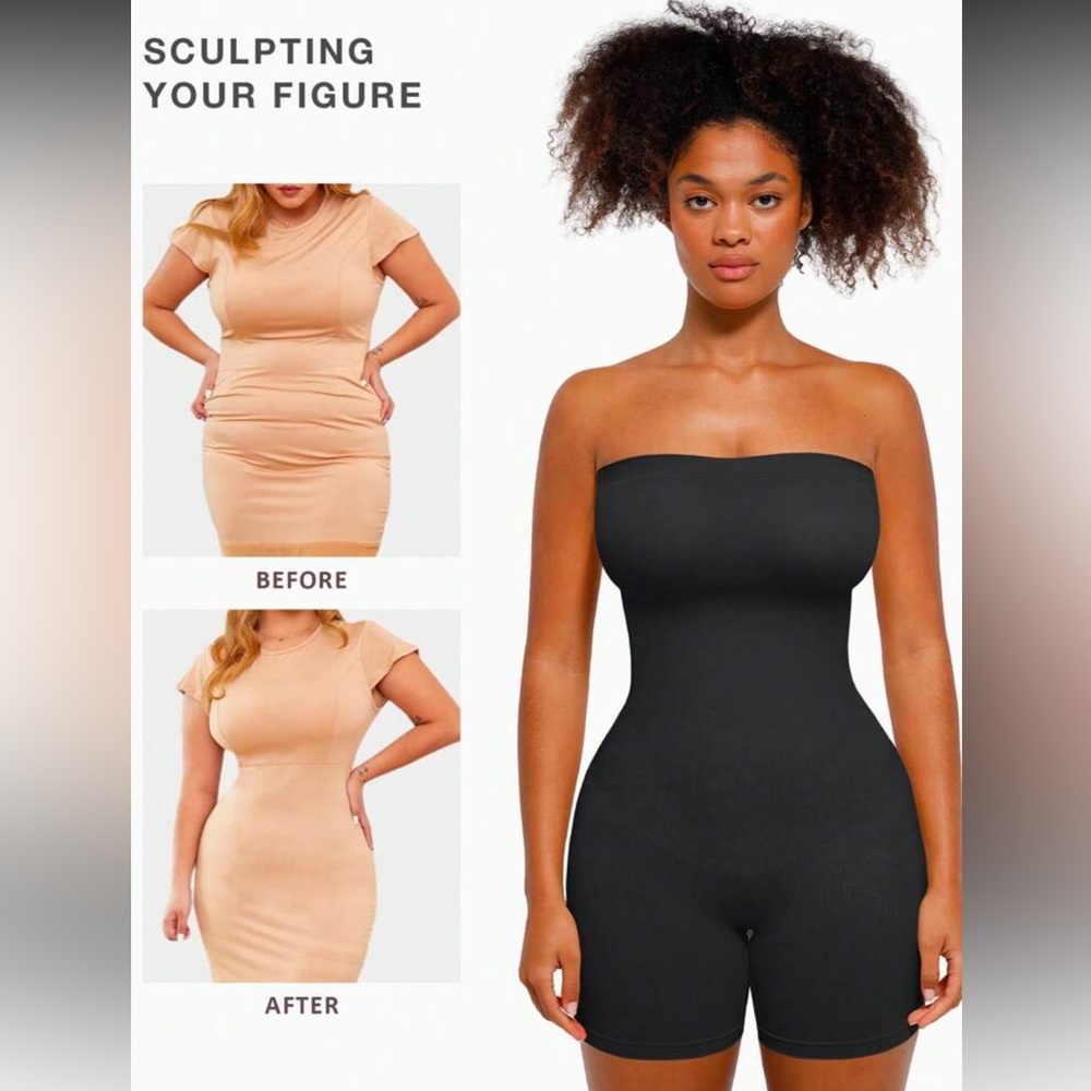 SHEIN Black Ribbed Shapewear Bodysuit - Picture 2 of 2